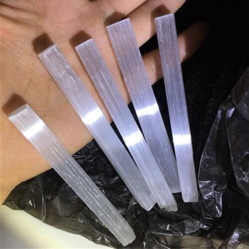 100g 5-6pcs Natural White Selenite Gypsum Rod With Irregular Reiki Mineral Specimens Healing Crystal Wand