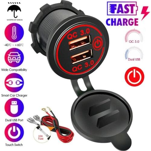 12v Car Cigarette Lighter Socket Dual Qc 3.0 Usb Port Fast Charger Power Adapter 2 Ports Car Quick Charger For Iphone Android