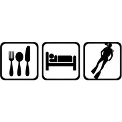 17.4*5.5CM Cartoon Eat Sleep Diving Equipment Car Styling Car Sticker Scuba Diving Decals C7-0028