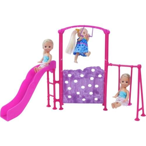 1 Set Doll Accessories Park Slide Swing Toys Amusement Devices for Barbie 1/6 Doll Kelly Kindergarten Girl Playhouse Toy