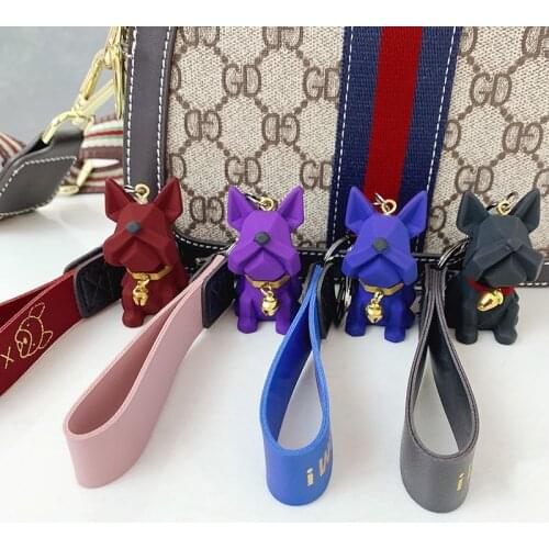 Bulldog Punk Keychain Fashion Bell Dog Keychain Accessories Ladies Bag Pendant Jewelry Small Jewelry Mens Car Keyring Keychain
