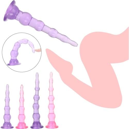Erotic Jelly Dildo Anal Plug Anus Prostate Massage Butt Plug With Suction Cup No Vibrator Anal Bead Plug Sex Toy for Female Male