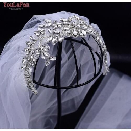 YouLaPan VS283 Rhinstone Wedding Veil Fabric Boho Wedding Veils Sparkle Veil Beautiful Women Tiara Veil Wedding