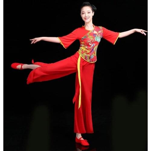 Chinese folk dance costumes clothing dress stage dance wear national orienal Asia traditional chinese dance costumes FF925