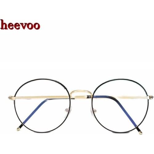 Round Anti-blue Glasses Frame Fashion Computer Office Decoration Glasses Luxury Metal Frame Radiation Glasses