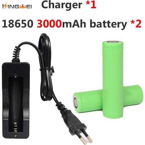 2pcs KingWei 3.7V 3000mah 18650 Li-ion Rechargeable Battery for Samsung 30F +1* 803C Charger For Led Flashlight Battery Headlamp