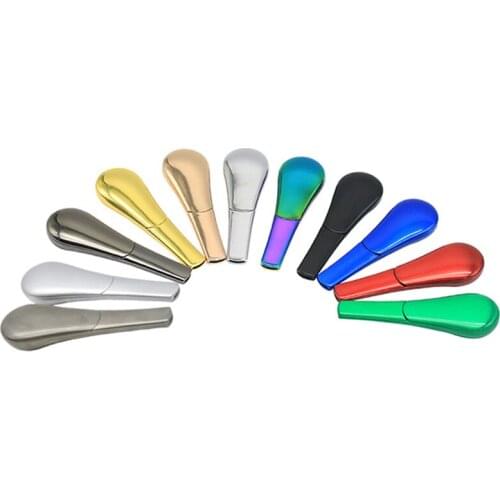 95*32*24mm 11 colors Spoon Smoking Pipe Portable Creative Herb Tobacco Cigarette Ignescent Metal Smoking Pipe With