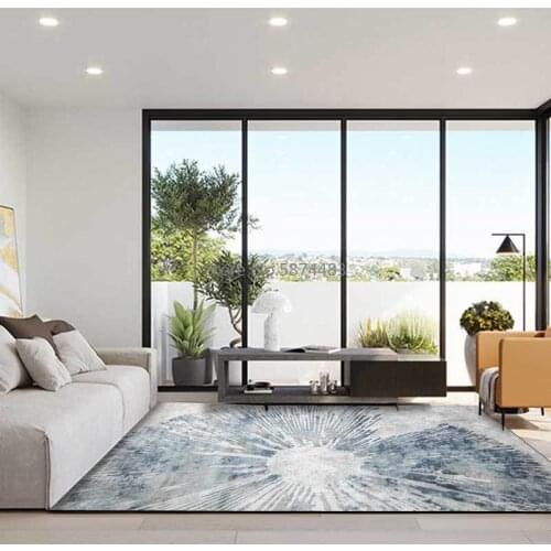 Fashion Modern Old Gray Abstract Blue Round Living Room Bedroom Bedside Non-slip Carpet Floor Mat Customization