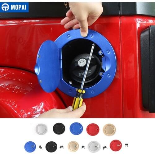 MOPAI Aluminum Alloy Car Gas Oil Fuel Tank Cap Cover With Key Lock for Jeep Wrangler JK 2007 Up Car Accessories Styling