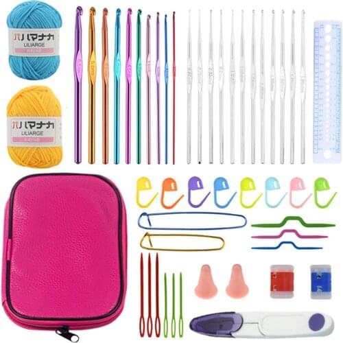 22 Pieces Of Crochet Hook Set With Yarn Sewing Tool Accessories With Red Fashion Storage Bag To Send Grandmothers Sewing Gift