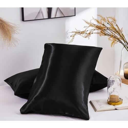 Home Decor solid Imitated Silk Silky Satin Throw Pillow Case Cushion Cover Decorative for Sofa Living Room pillowcase 2 pcs