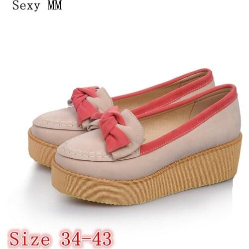 Slip On Shoes Platform Women Wedges High Heels Casual Platform Wedge High Heel Shoes Plus Size 34 - 40 41 42 43
