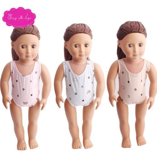 18 inch Girls doll clothes Simple jumpsuits 3 color swimsuit American newborn dress Baby toys fit 43 cm baby dolls c138