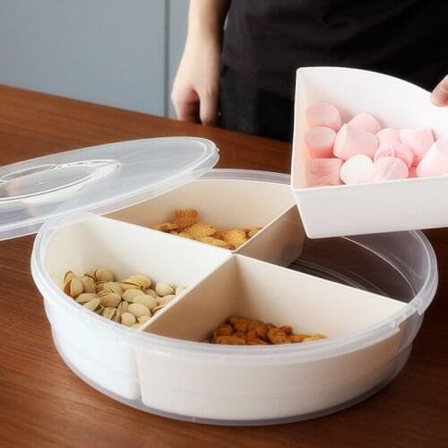 Food Storage Tray Sealed Dried Fruit Snack Plate With Lid Desktop Candy Cake Serving Tray Food Storage Container Organizer Box