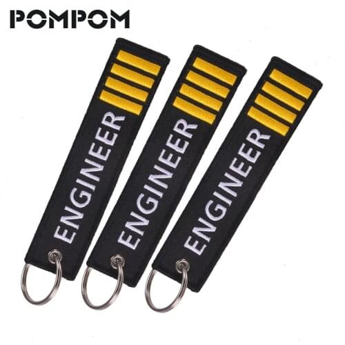 POMPOM 3PCS/LOT Stitch Engineer keychains for Aviation Gifts aviation keychain Custom Embroidery Keychain Ring Key Tags llaveros