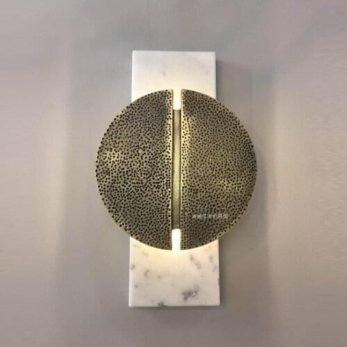 Postmodern creative copper marble wall lamp simple model room living room study bedroom bedside wall lamp