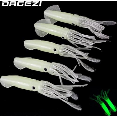 DAGEZI 10cm/10g Luminous soft bait big Squid baits Artificial Soft Fishing Lures 5pcs/lot fishing tackle for Night fishing