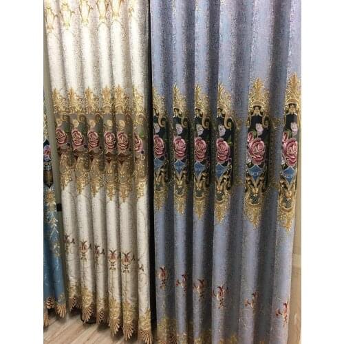 European Chenille delicate embroidery curtains for Living Room Chenille Rose Embroidery Curtains Bedroom Decorate curtains