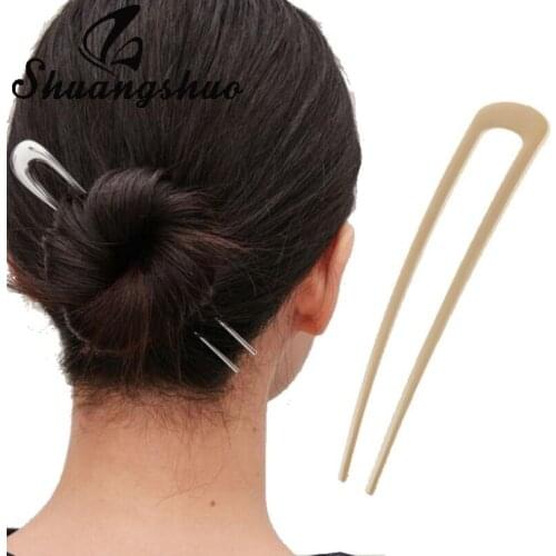 Shuangshuo Minimalist U-Shaped Updo Hair Fork Clips Retro Alloy Metal Hair Sticks Bun Hairpins for Women Styling Tool Accessory