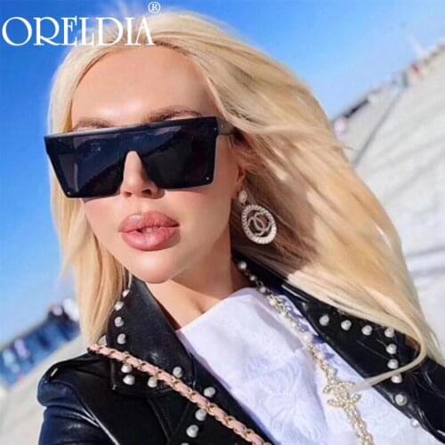 Flat Top Oversize Square Sunglasses Women Fashion Retro Gradient Sun Glasses 2021 Men Blue Big Frame Vintage Eyewear UV400