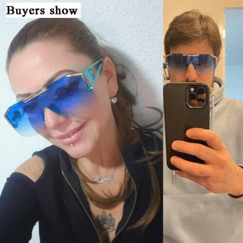 Semi-Rimless Vintage Glasses for Men Sunglasses Women Oversized Square Fashion Goggles Male Driving Gafas De Sol Mujer Cycling