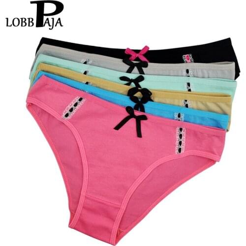 LOBBPAJA Lot 6 PCS Woman Underwear Womens Cotton Sexy Panties Briefs Low Rise Cute Girls Ladies Knickers Lingerie for Women