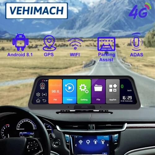 4G Android 8.1 Dash Cam FHD 1080P GPS Navigation Car Dvr Camera 10 Inch ADAS Remote Monitor 2G RAM/32 ROM Video Recorder Dashcam
