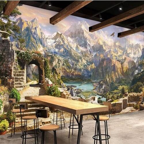 Wellyu Retro European landscape scenery Xiushan TV sofa wall custom large mural green wallpaper papel de parede para quarto