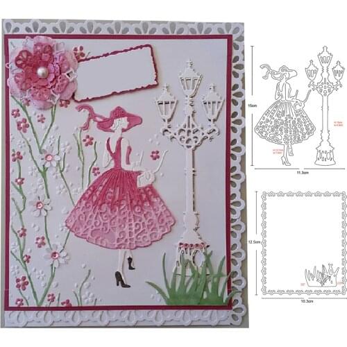 Lady Lantern frame Metal Cutting Dies Stencil for DIY Scrapbooking Album Embossing Paper Cards Decorative Crafts Die Cuts