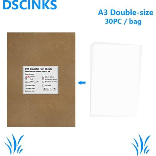 100U Thichness 30PC A3 DTF film digital inkjet printing film transparent Double Sided Adhesive Film transfer DTF Film printing