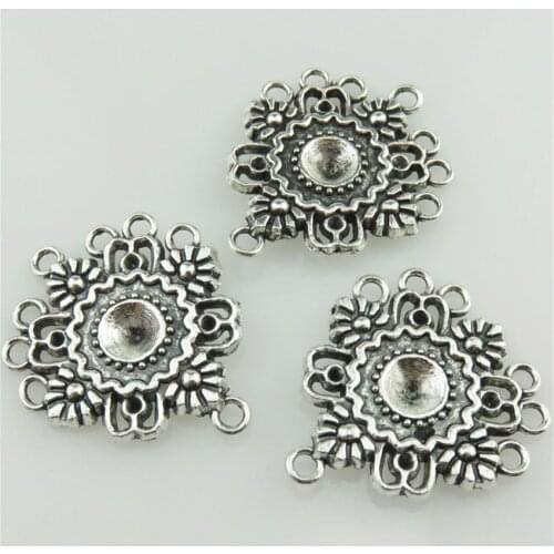 14pcs 20648 Vintage Silver Alloy Connector Filigree Leaf Pendant Charms DIY Earring Jewelry Making Findings
