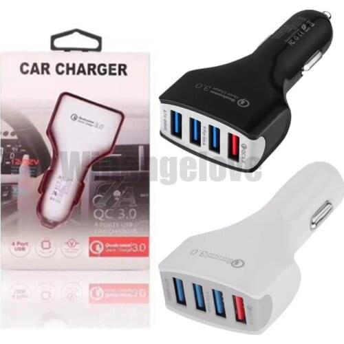 200Pcs/lot QC3.0 Quick Charger 4 Port USB Car Charger Adapter 5V 7A Mobile Phone Chargers fast charging car adapter with retail