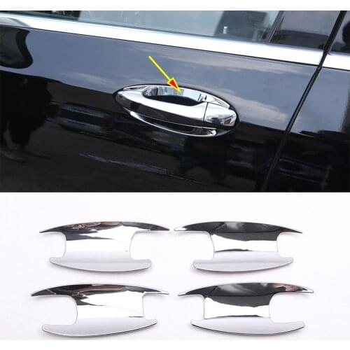 4pcs ABS Chrome Polish Silver Door Bowl Cover Trim for Mercedes Benz W213 E-Class 2016-17 W205 C-class GLC X253 Car Accessories