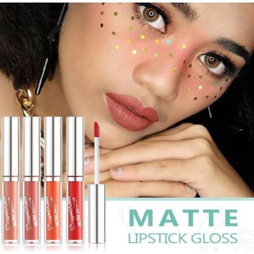 High Quality 4pcs/set Matte Lipstick Set Velvet Lip Glaze Color Charm Lasting Non-fading Lip Makeup