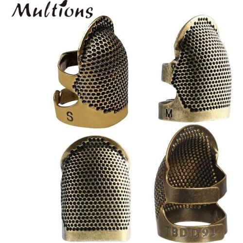 4 pcs/set Copper Sewing Thimble Finger Protector Adjustable Finger Ring for Quilting Craft Accessories DIY Sewing Tools