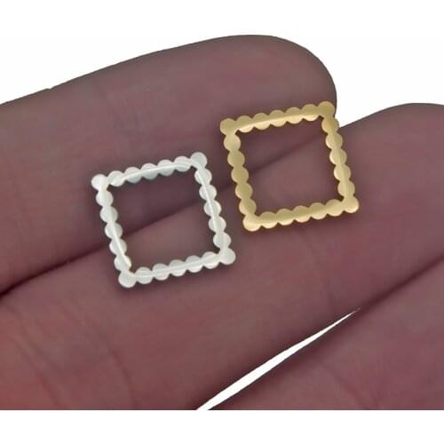 5pcs Stainless Steel 11mm Gold Square Connectors Square Linking Ring Pendant Charms for Jewelry Making Necklace Bracelet Finding