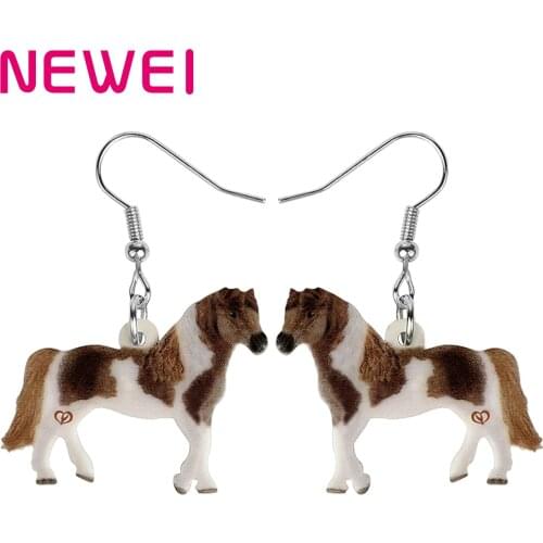 Bonsny Acrylic Standing Cute Horse Earrings Lightweight Animal Dangle Drop Jewelry For Women Girls Kids Novelty Gift Decoration
