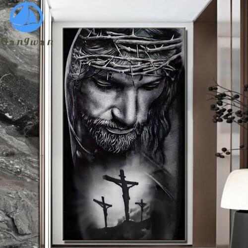 Crown of Thorns Jesus art Home Decor diamond painting Wall Christ embroidery mosaic God Picture black white Living Room decor