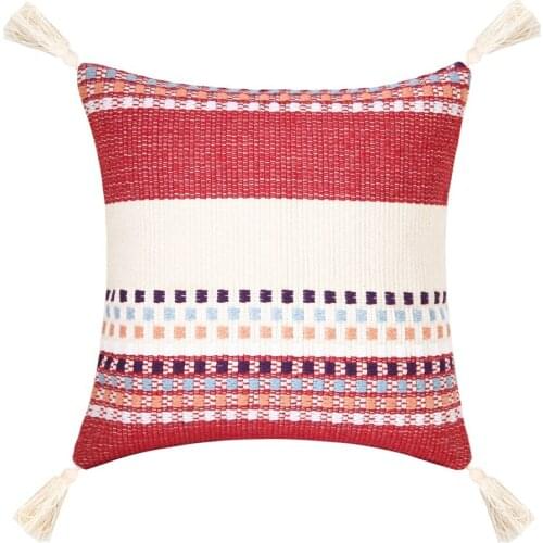 Boho Tufted Decorative Throw Pillow Covers for Couch Sofa - Modern Moroccan Style Pillow Cases with Tassels
