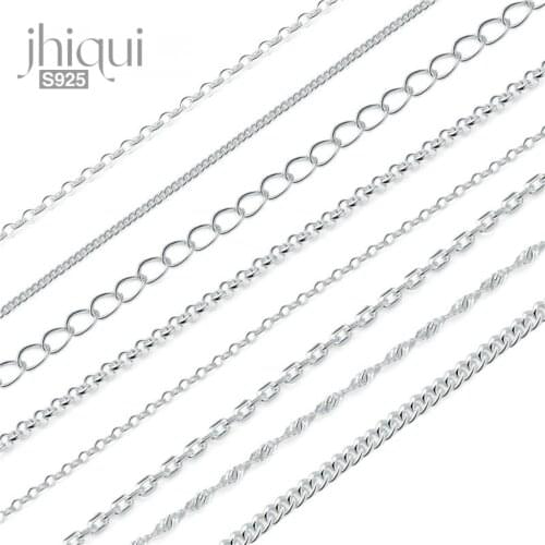 100CM 925 Sterling Silver Chain for DIY Bracelet Necklace Fine Jewelry Making Jewelry Accessories