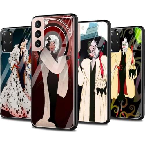 Phone case For Samsung S21 S20 Plus Ultra Plus FE S10 Lite e S9 S8 Plus Bumper Glass Fundas coque Cartoon Cruella