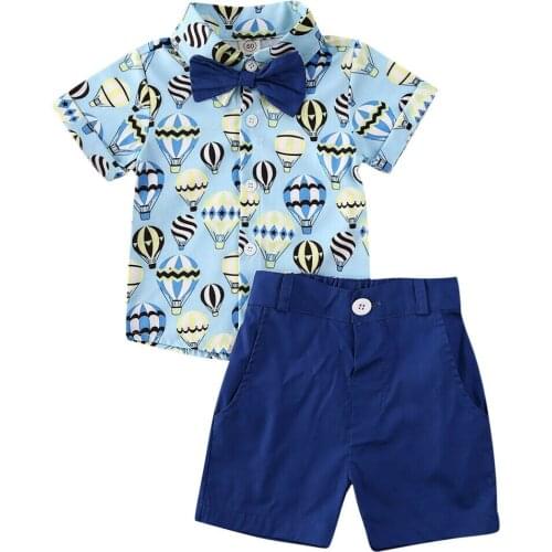 2020 Toddler Baby Boy Clothes Kids School Uniform Set Cartoon Print Short Sleeve T-shirts Tops+Short Pants Summer Outfits 1-5Y
