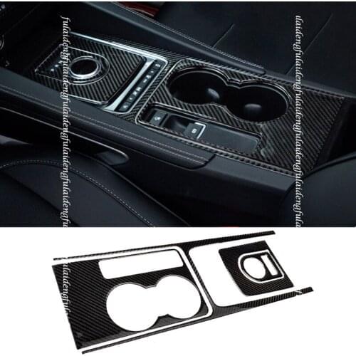 For Jaguar F-PACE 2016-2017 Carbon Fiber TPU Interior Gear Shift panel Water Cup Holder Cover trim Car accessories