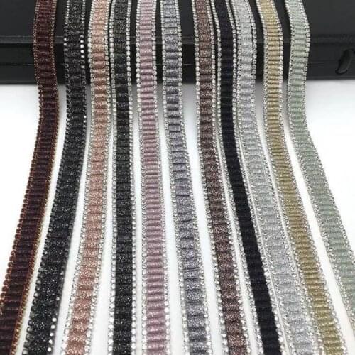 Hotfix Rock Diamond Crystal Ribbon Trimming 1Yard/Lot 10mm Width Rhinestone Chain Tape Fabric Applique Banding for Accessories
