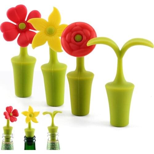 Bar Tool Portable Champagne Beverage Supplies Bottle Caps Silicone Flower Shape Wine Bottle Stopper Non-toxic Kitchen Gadgets