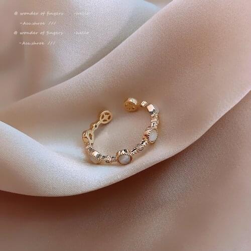 Classic Versatile Opal Gold Open Rings For Woman 2021 New Korean Fashion Jewelry Student Gift Girls Sexy Finger Accessories Set