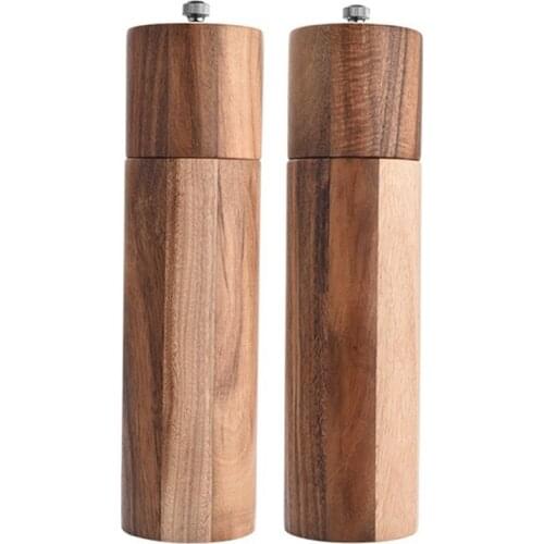 2 Pieces of Set Ceramic Core Salt&Pepper Grinders,Wooden Manual Spice Mills,Kitchen Grinding Tools