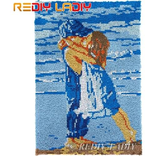 Latch Hook Kits the First Kiss Chunky Yarn Embroidery Crocheting Tapestry Kits Needlework Arts & Crafts DIY Carpet Rug 58*85cm