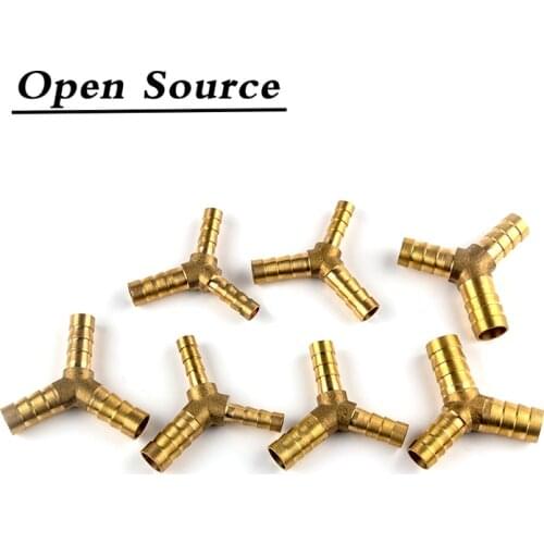 Brass Barb Pipe Fitting 3 Way Y-type Reducer Connector for 4mm 5mm 6mm 8mm 10mm 12mm 16mm Hose Copper Pagoda Water Tube Fittings