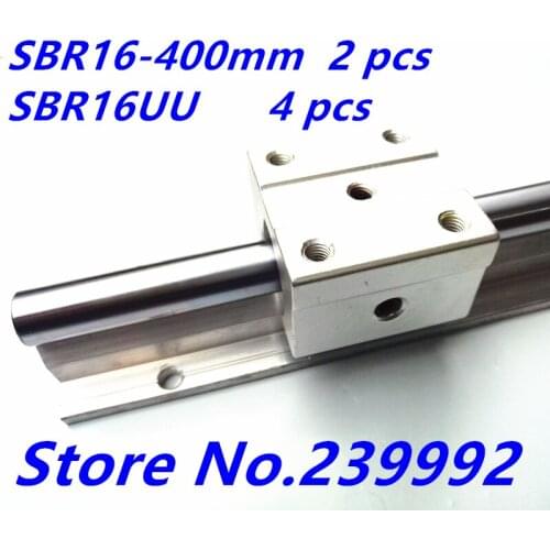 SBR16 16mm linear guide set : 2pcs SBR16 400mm linear guide+4pcs SBR16UU linear bearing block for CNC Parts